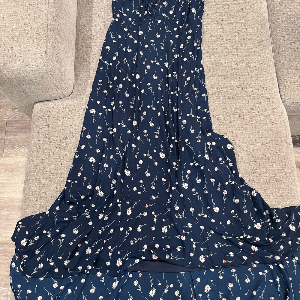 Floral Navy Blue Maxi Skirt